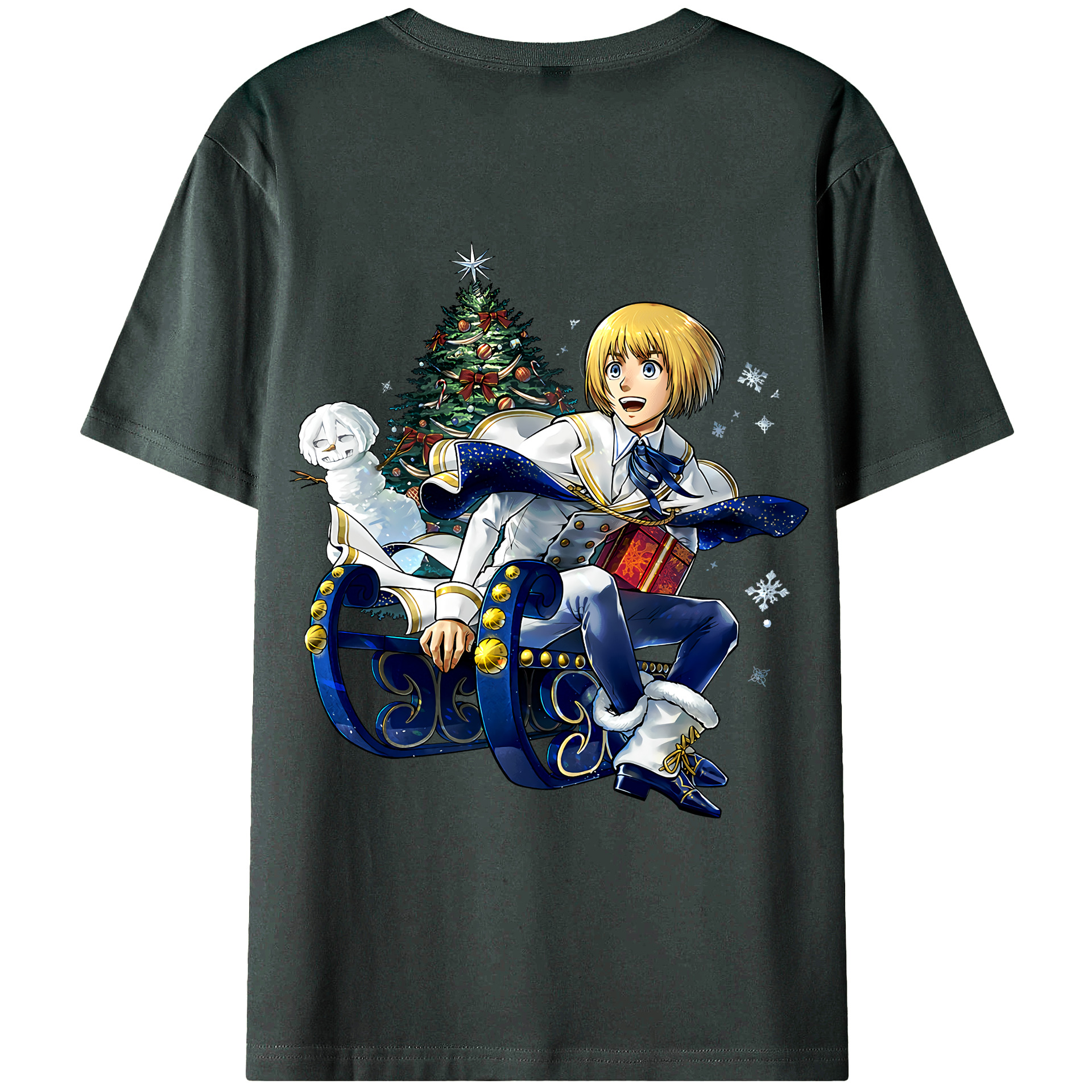 （画像用） 進撃の巨人 アルミン·アルレルト Attack on Titan Armin Arlert 綿100％ メンズ半袖Tシャツ（バックプリント） 通気性
